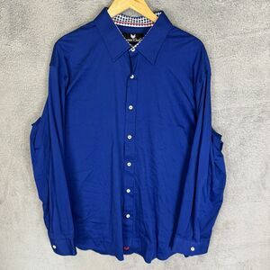 Butter Cloth Shirt Mens 2XL Blue Long Sleeve Button‎ Up Cotton Stretch